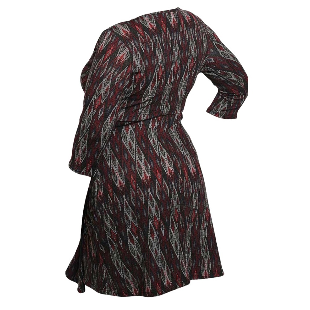 Gilli Black Red and White Faux Wrap Sweater Dress Size 2X (Fits like XL or 1X)